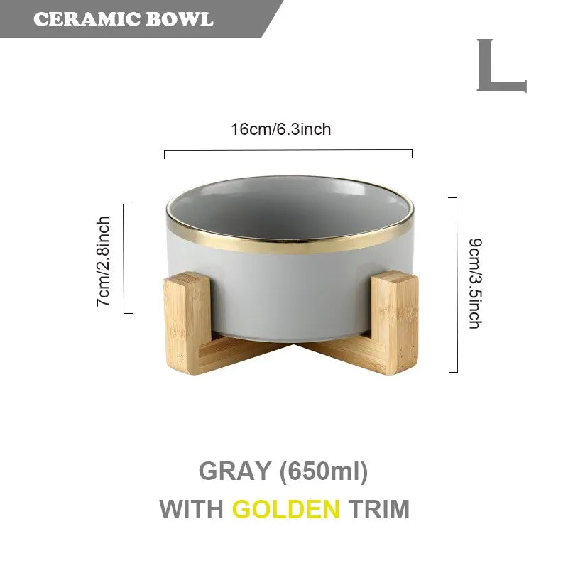 Cat Dog Feeders Bowl Ceramic Tableware Bowls Pet Food Water Bowl Bamboo Frame Antiskid Pet Supplies Dog Cat Feeding Bowl eprolo