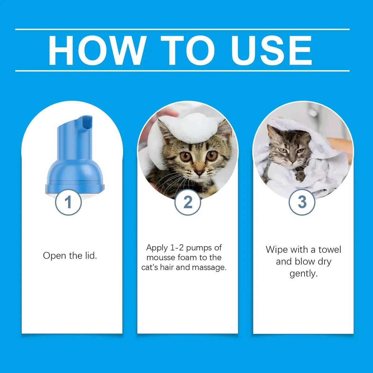 Cat Cleaning Mousse With Kitty Cleaning Foam Pet Care Gentle Non-Irritating Cleaning Mousse eprolo