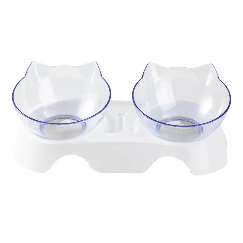 Protect The Cervical Spine Cat Bowl Cat Feeding And Drinking Pet Transparent Double Bowl Cat Food Bowl Plastic Bowl eprolo