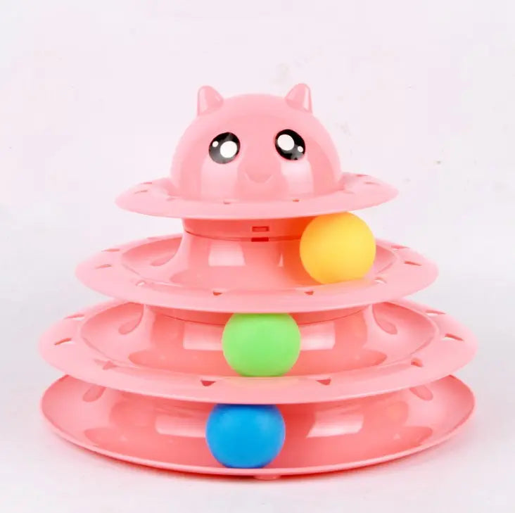 Cat Toy with Three-Tier Tower and Spinning Ball Needora
