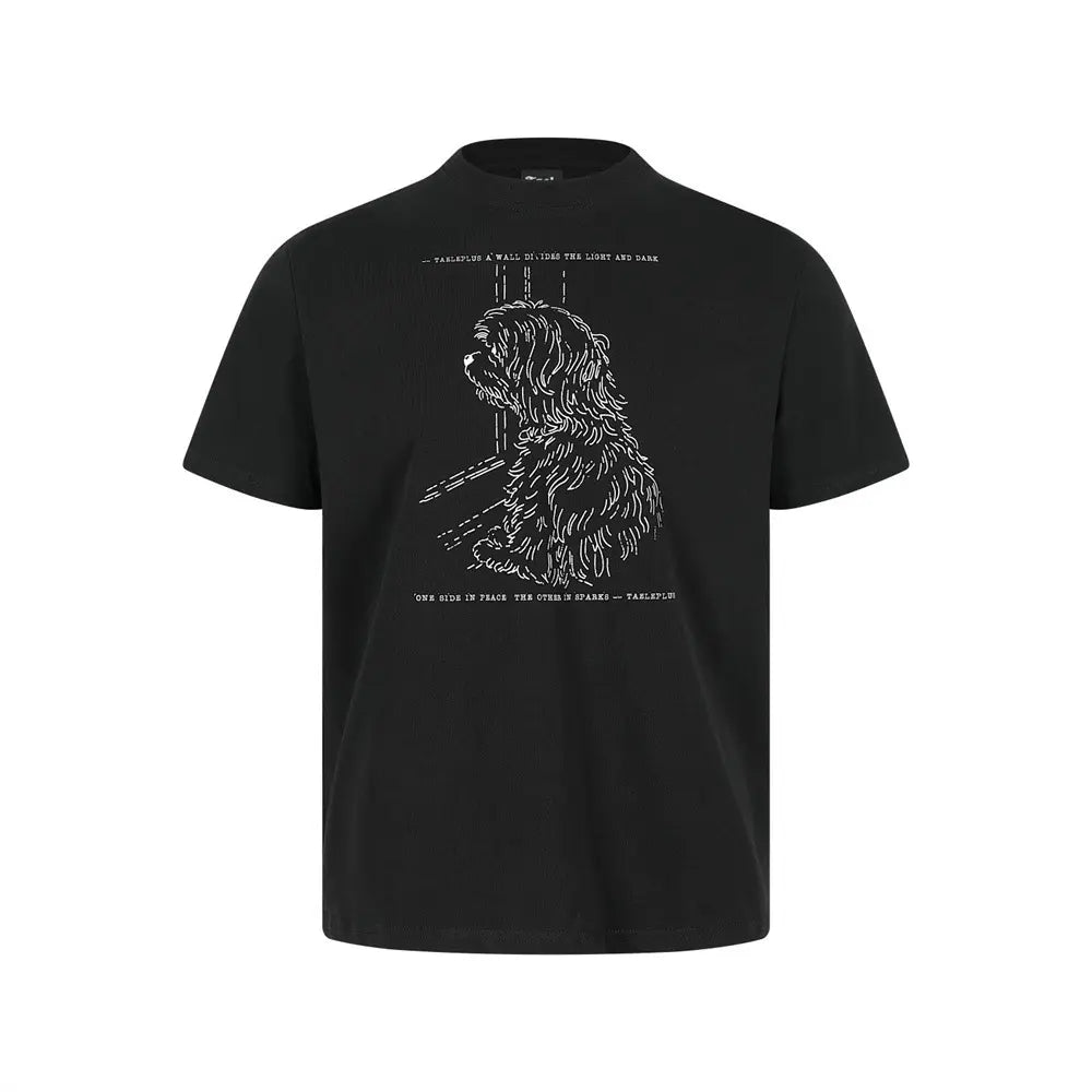 Hand drawn animal dog print short sleeved t-shirt eprolo