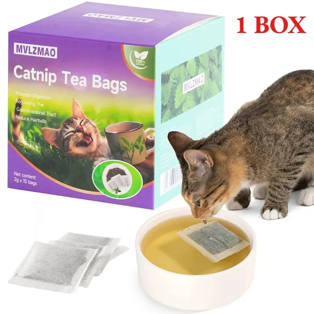 15 Piece Cat Catnip Tea Bag Natural Catnips Packets for Cat or Toy Soaking Water Replacement Pouch Cat Grass Promote Active Play - Needora