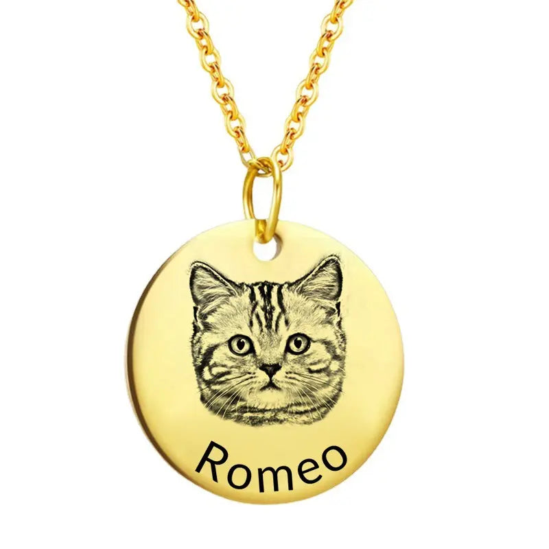Pet sketch necklace portrait cat puppy pet DIY engraving keychain eprolo