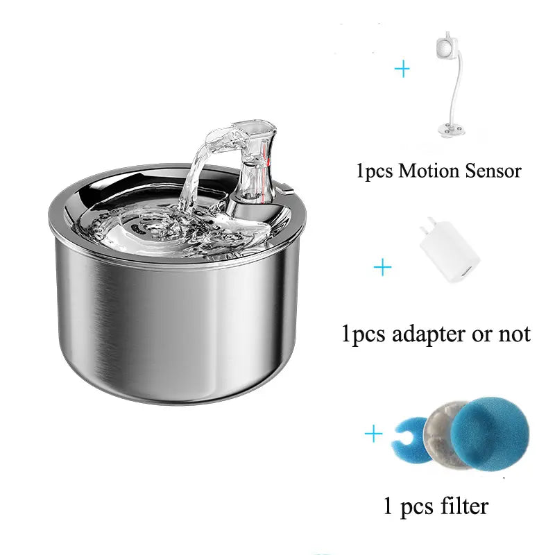 Stainless Steel Cat Water Dispenser Automatic Over-Circulation Flow Pet Smart Water Dispenser Cat And Dog Filter Drinking Bowl eprolo