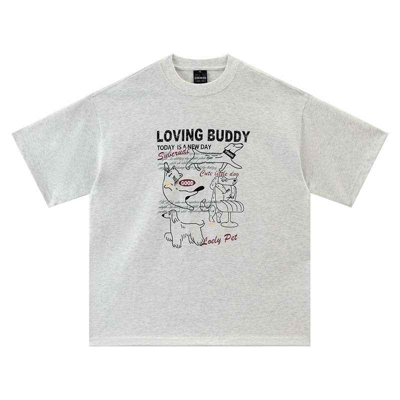 Animal letter printed short sleeved t-shirt