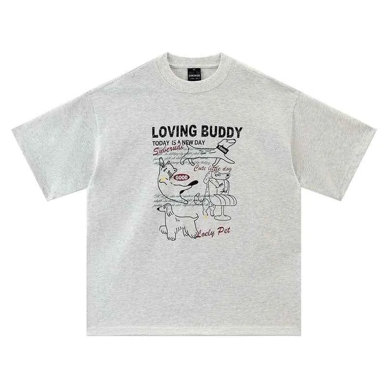 Animal letter printed short sleeved t-shirt