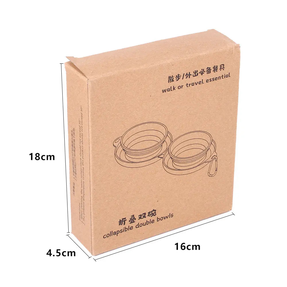 Folding Silicone Pet Bowl Outdoor Pet Double Bowl Tableware Pet Supplies Portable Dog Bowl eprolo
