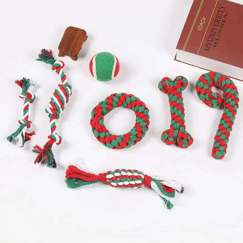 Pet Toys Christmas Series Christmas Combination Cotton Rope Toys Teeth Cleaning Teeth Grinding Dog Toys eprolo