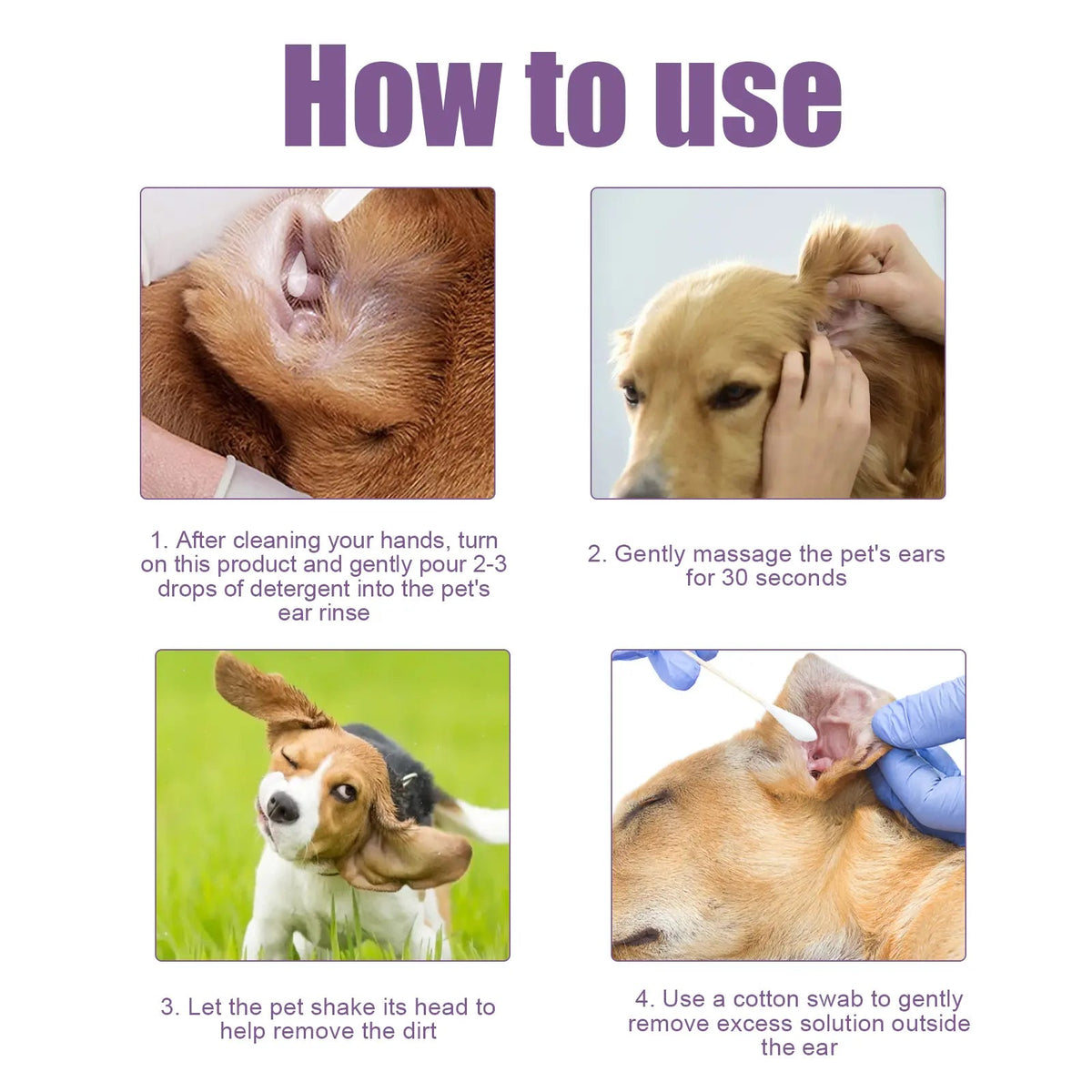 Pet Ear Cleaner, Cats And Dogs Relieves Ear Canal Odors Cleaning Earwax Ear Wash Drops eprolo