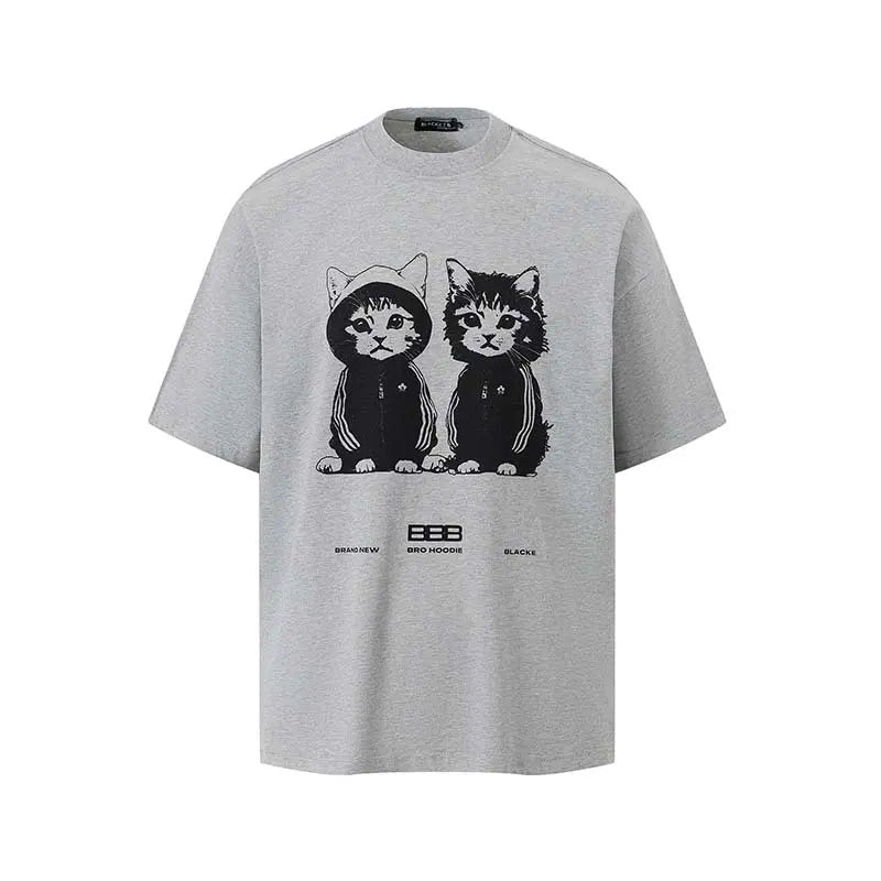 Animal cat printed short sleeved t-shirt eprolo