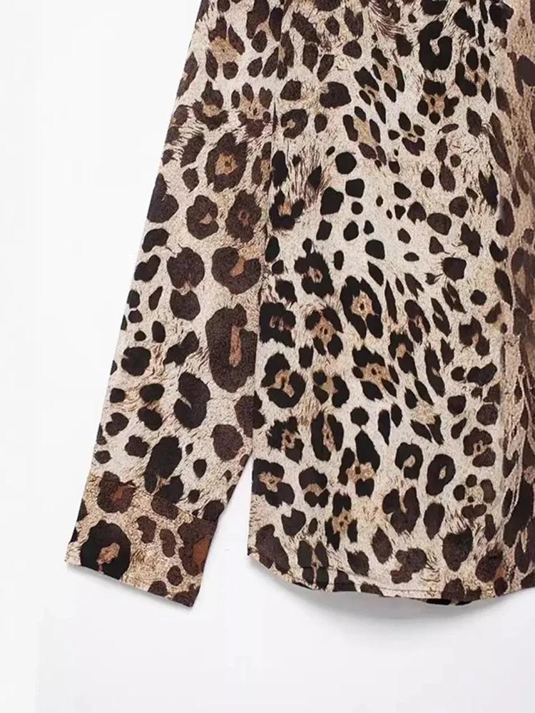 Flip collar single breasted animal print versatile shirt for women eprolo