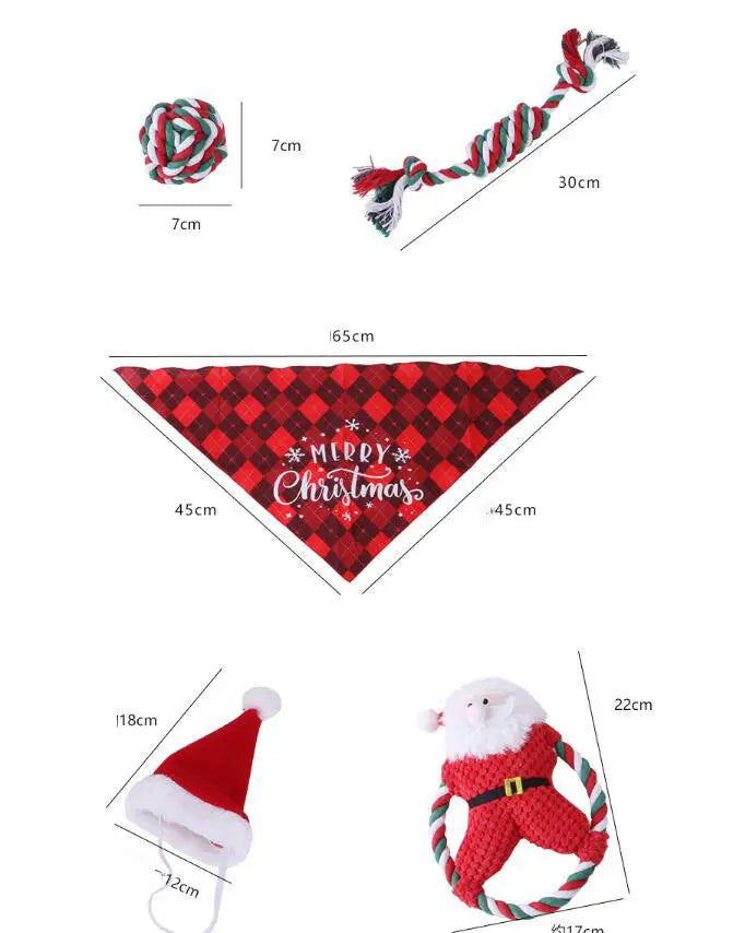 Christmas Pet Supplies Set Molar Cotton Rope Pet Costume Christmas Pet Toy Set eprolo