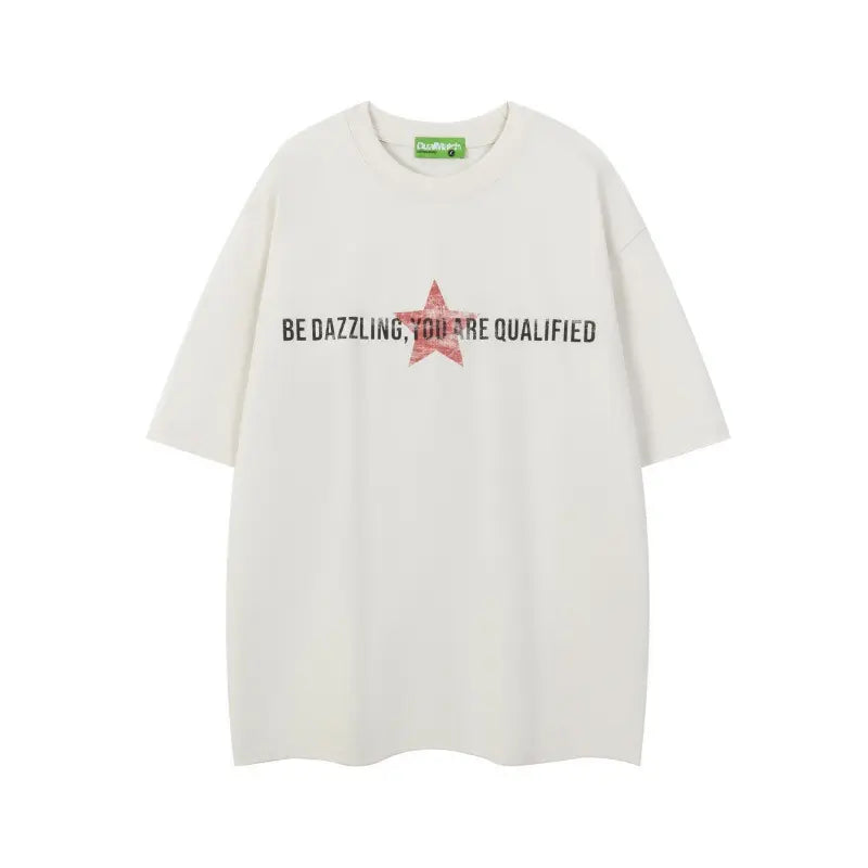 Star animal print short sleeved men's and women's loose casual T-shirt eprolo