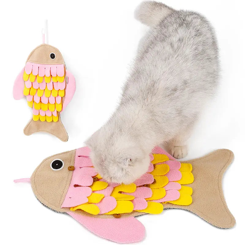 Fish-shaped pet sniffing pad plush hidden food puzzle training cat dog toy anti-demolition home pet products eprolo