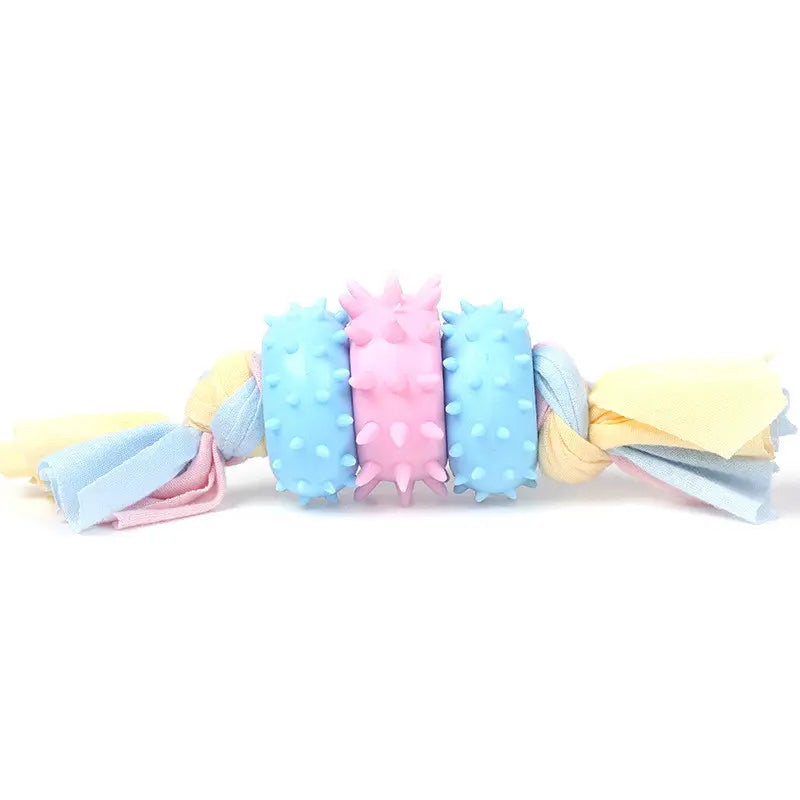TPR Pet Toy - Three Circle Cloth Strip for Dental Care Needora