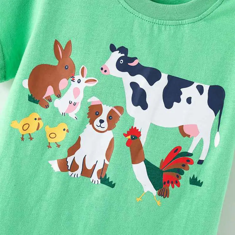 Style Animal Print Short Sleeve Round Neck Children's T-Shirt