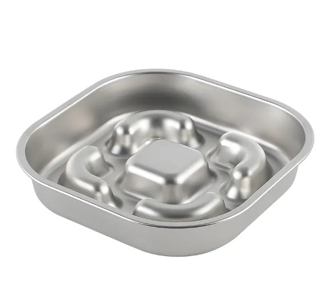 Pet Slow Feeding Food Bowl Slow Down Eating Non-Slip Metal Puzzle Maze Pet Dishes Anti Choke Stainless Steel Pet Bowl Training eprolo