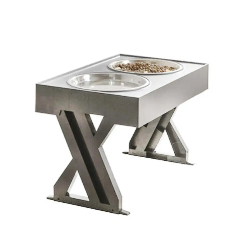Anti-Slip Elevated Double Dog Bowls Stainless Steel Water Food Container Adjustable Height Pet Feeding Dish Feeder eprolo
