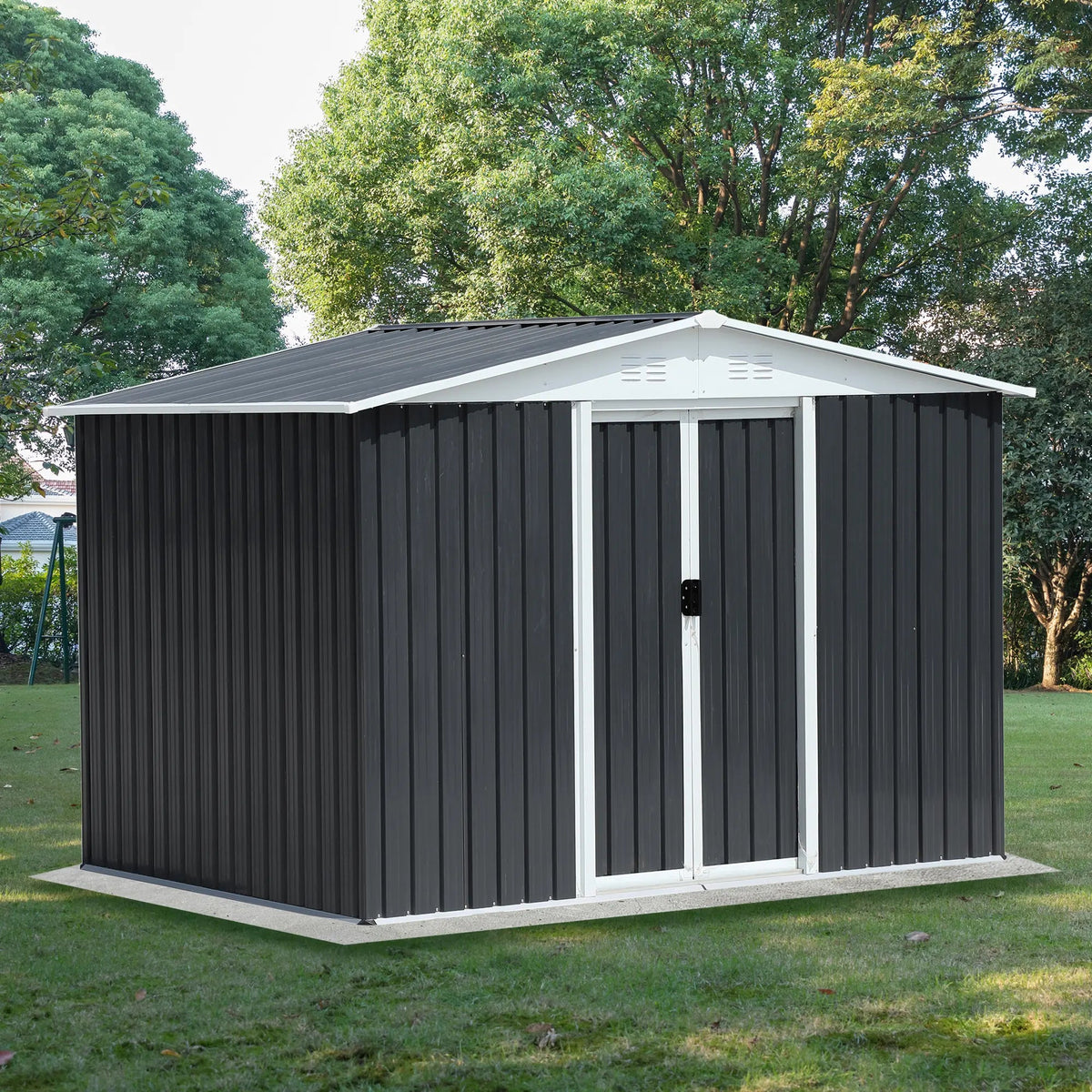 GO 47.2" Large Wooden Dog House Outdoor, Outdoor & Indoor Dog Crate, Cabin Style, With Porch, 2 Doors eprolo