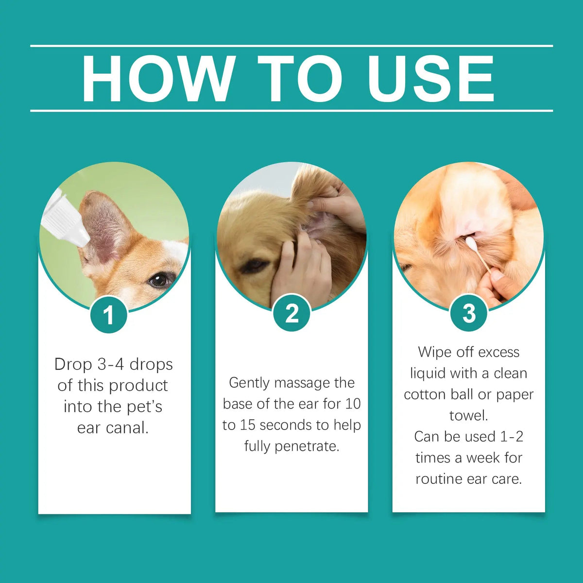 Pet Ear Wash Relieves Ear Discomfort For Cats And Dogs Clean, Decontaminate, Moisturize, Soothe And Nourish eprolo