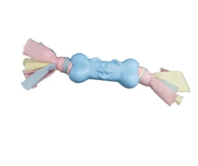 TPR Dog Bone Cotton Cloth Strips for Teeth Relief Needora