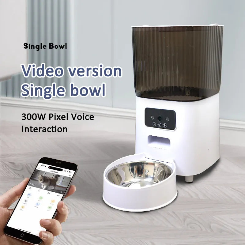 5L Double Bowls Smart Automatic Cat Feeder With Camera Cat Dry Food Video Dispenser Pet Smart Voice Recorder Auto Feeder For Dog eprolo