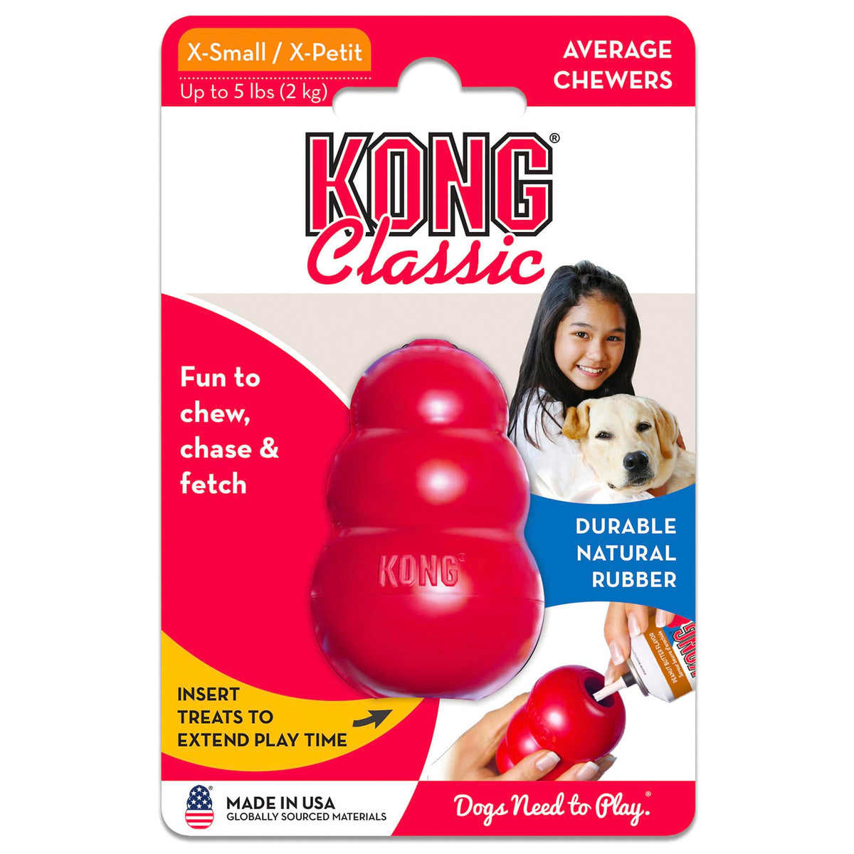KONG Classic Large Stuffable Natural Rubber Dog Chew Toy