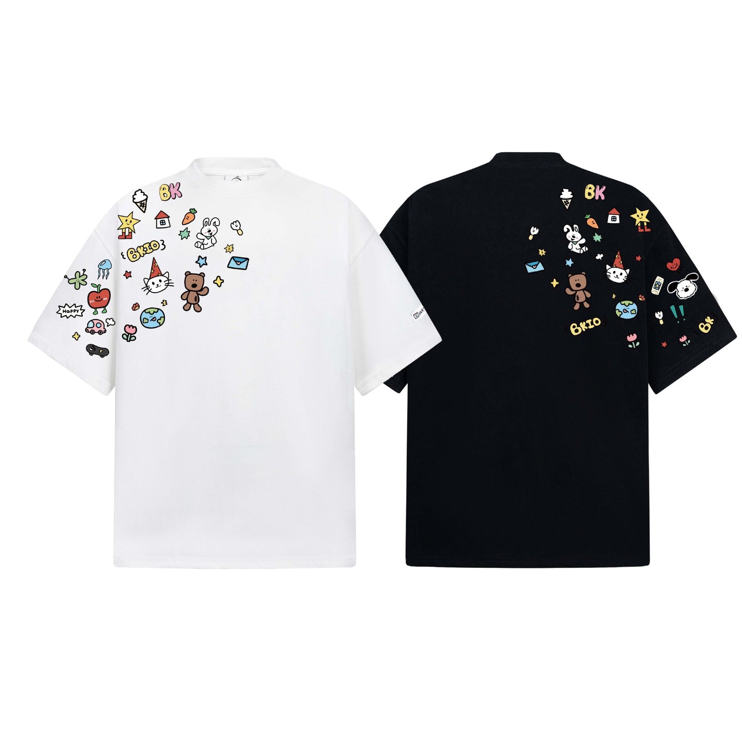 Street Style Fun Animal Letter Print Short Sleeve T-Shirt Unisex Loose Casual Half Sleeve Wholesale