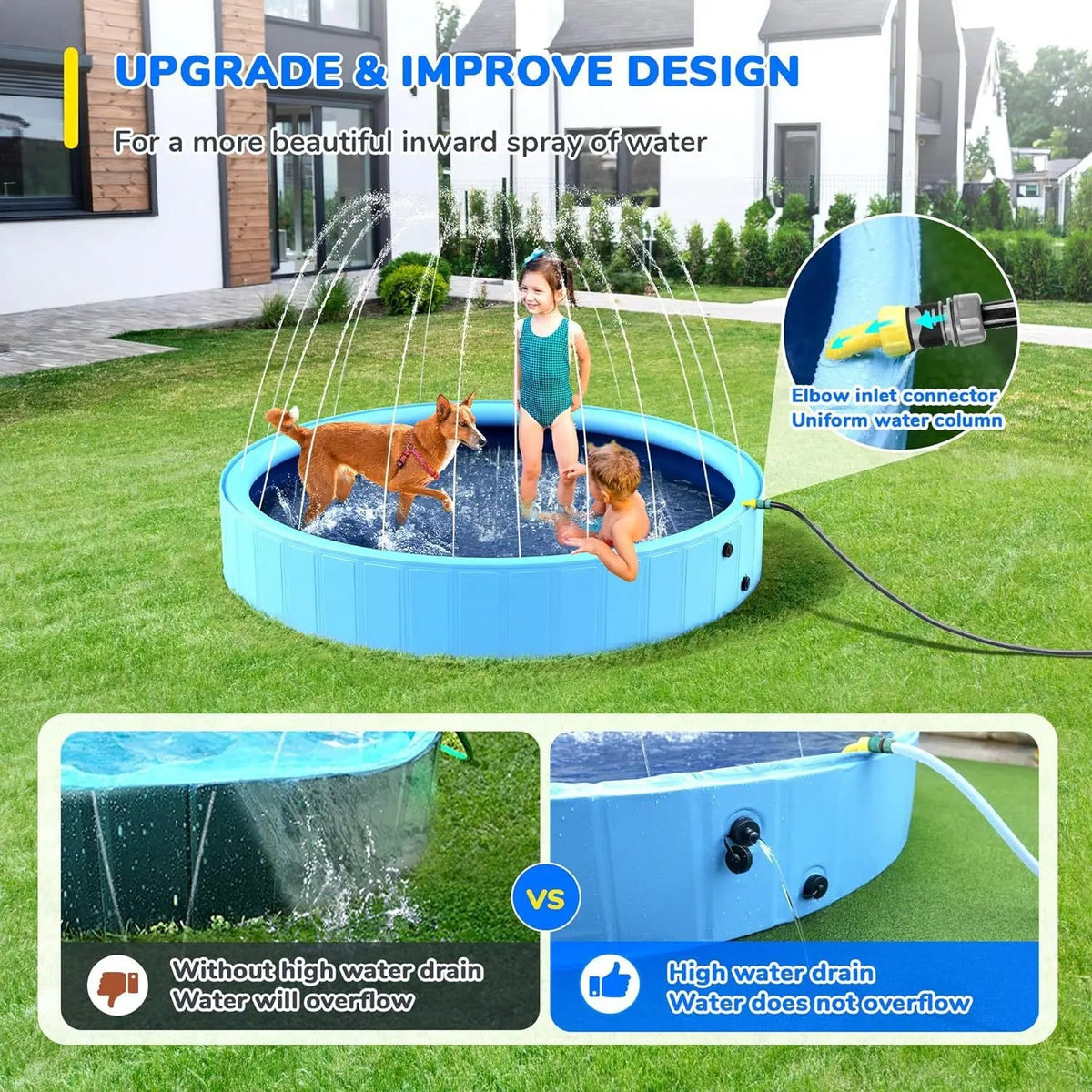 Foldable Pet Splash Pool for Dogs and Bathing Fun Needora