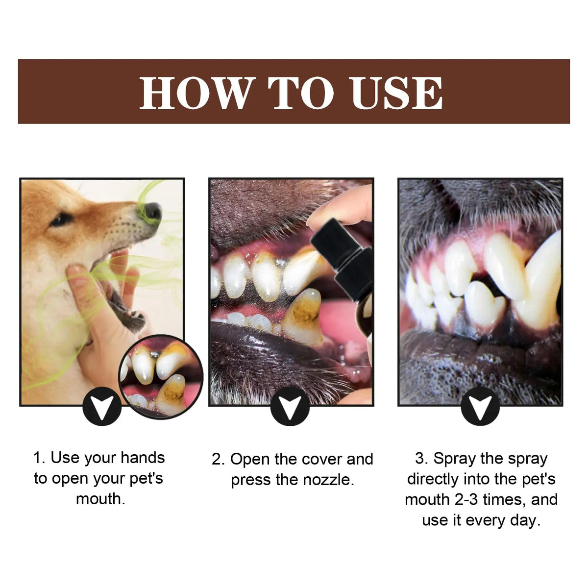 Pet Tooth Cleaning Spray, Cats And Dogs Removal Tartar Stains Bad Breath Oral Cleaning Spray eprolo