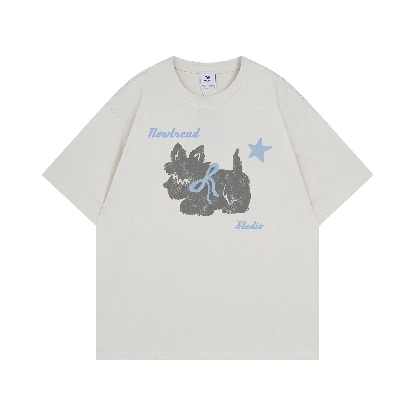 Fun Animal Letter Print Short Sleeve T-Shirt Men's Summer Loose Casual Versatile Couple Top