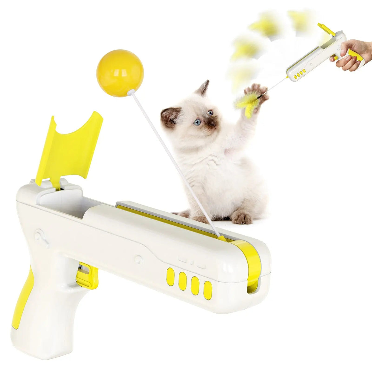 Funny Interactive Cat Toy With Feather&Ball Original Cat Stick Gun for Kittens Puppies Small Dogs Pet Products eprolo