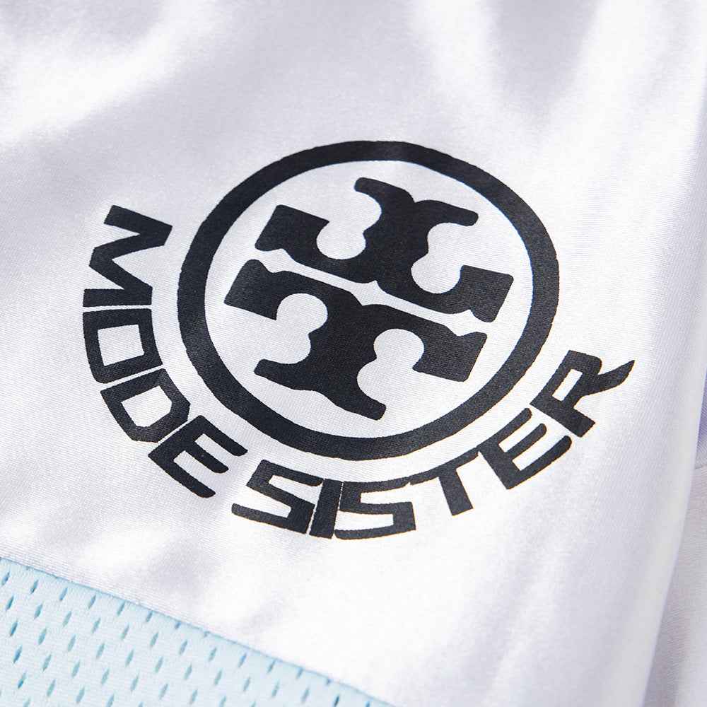 Animal Dog Print Sports Jersey Loose V-neck Short Sleeve T-shirt for Men in Summer, Trendy Spliced Mesh Breathable Quick-Dry Design