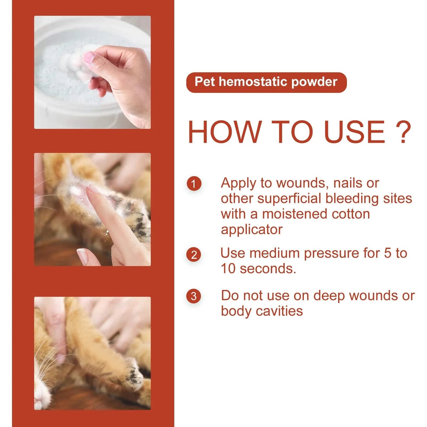 Pet Hemostatic Powder, Skin Wound Cleaning Styptic Powder For Cats And Dogs Soothing Wound Healing Powder For Pets eprolo