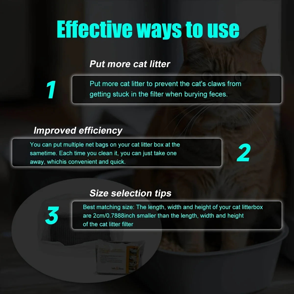 Reusable Cat Litter Box Waste Filters – Replacement Filter Nets