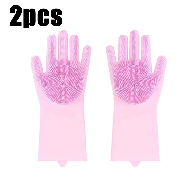 Pet Bathing Glove - Silicone Scrubber Mitt for Dogs & Cats, Massage & Deshedding, Waterproof, Bite-Resistant (Blue/Pink) Needora