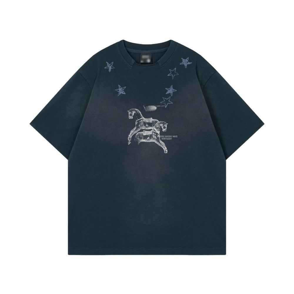 Animal abstract horse print short sleeved t-shirt