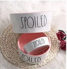 Cat Bowls Pet Food and Water Bowls Cartoon Letters Ceramic for Cats Dogs Pets Bowl Food Water Feeding Pet Supplies eprolo