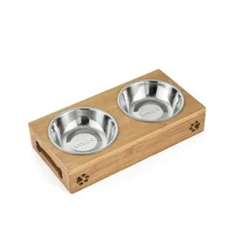 Limited Sales Cat Dog Pet Stainless Steel/Ceramic Feeding and Drinking Bowls Combination with Bamboo Frame for Dogs Cats eprolo