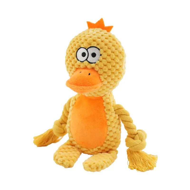 Pet plush sound cotton rope toy fox frog pig dog interactive tug of war training supplies eprolo