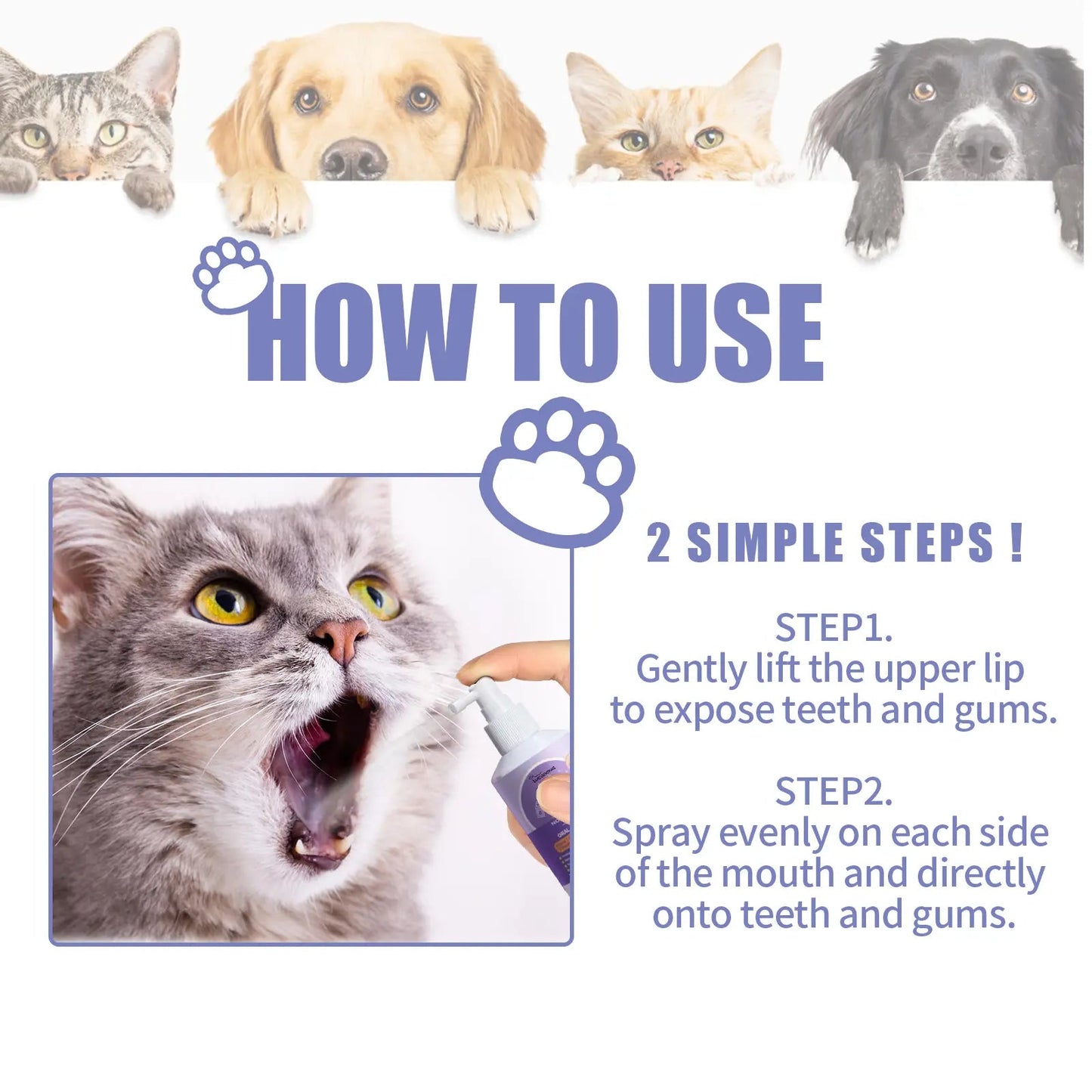 Dog And Cat Tooth Cleaning Spray, Pet Mouth Cleaning Breath Fresh Deodorizing Cleaning Spray eprolo