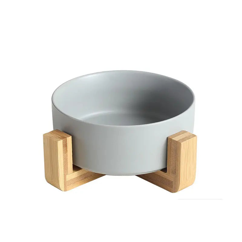 New Cute Pet Cat Bowl Cat Bowl Ceramic Bowl Drinking Feeding Non-Slip With a Wooden Frame To Prevent Knocking Over eprolo