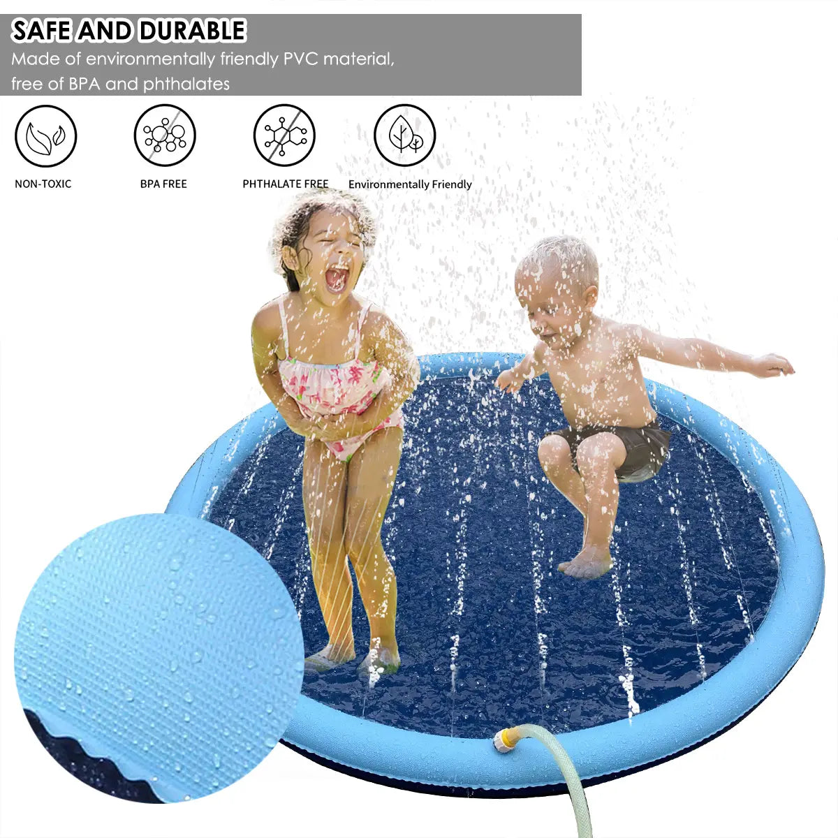 150cm Water Sprinkler can spray spout to dispe Pad for Kids Pets Dogs Outdoor Water Play Mat Dog Bath Pool eprolo