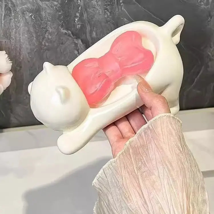 Cat soap box bathroom products bathroom accessories soap dish soap box cute pet cat drainage basket anti slip eprolo