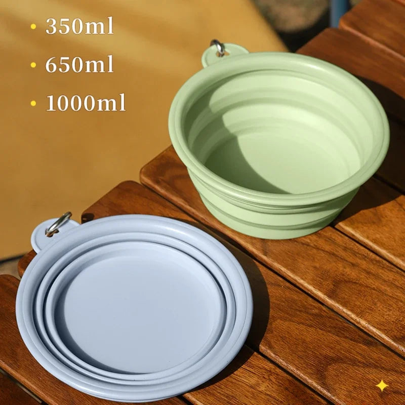 Dog Feeders Folding Silicone Bowl Outdoor Travel Foldable Portable Cat Dog Food Water Container Feeding Tray Bowl Pet Supplies eprolo