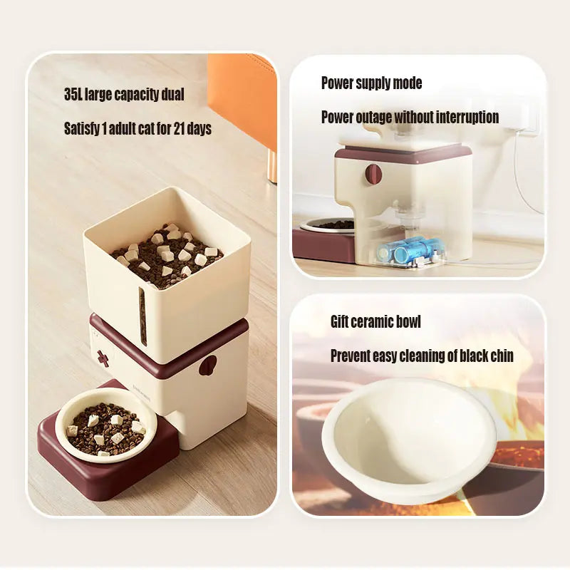 3.5L wireless pet automatic feeder Paiwang patent cross-border spot mobile app remote cat and dog feeding machine eprolo