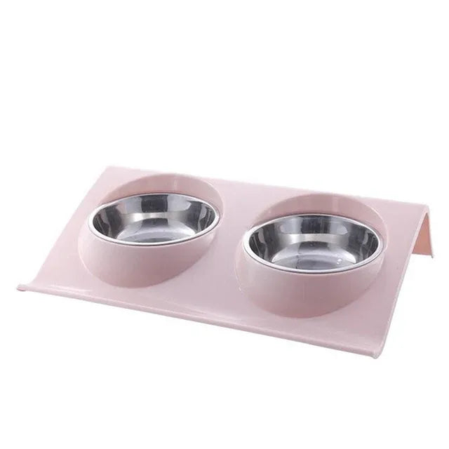 Dog Food Double Bowl Pet Products Stainless Steel Pet Bowl Pet Feeding Tool Tableware Cat Dog Puppy Travel Feeding Feeder eprolo