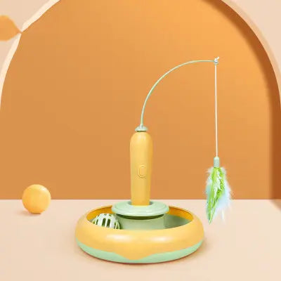 2 In 1 Pet Cat Toy With Feather For Self-play Cat Turntable Pets Supplies Cat Toy Toys Cats Items Products eprolo