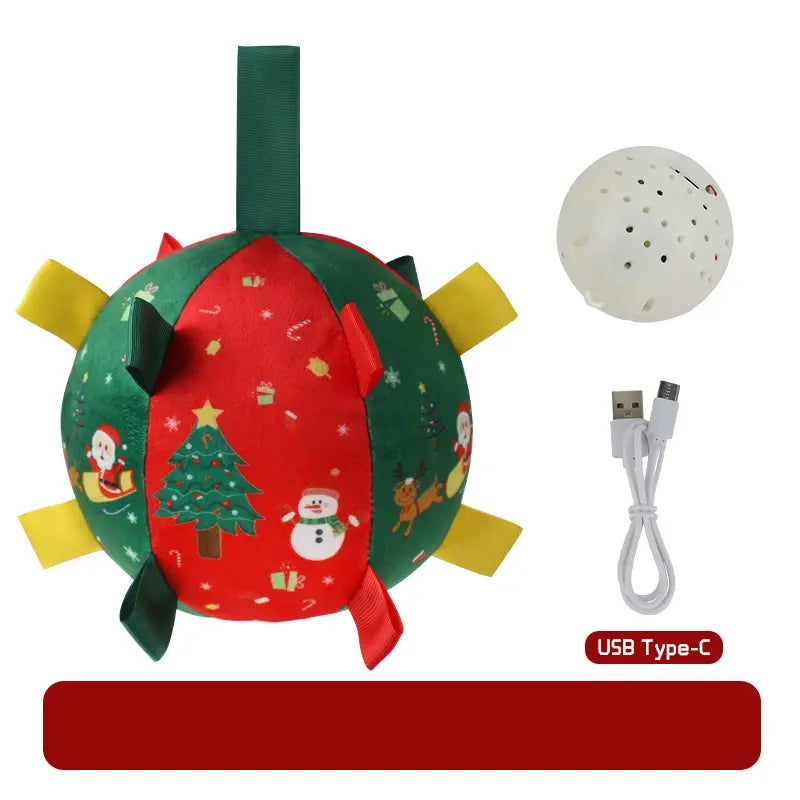 Christmas style dog toy ball outdoor sports ball self fun grinding plush ball small and medium-sized dog training pet toy eprolo