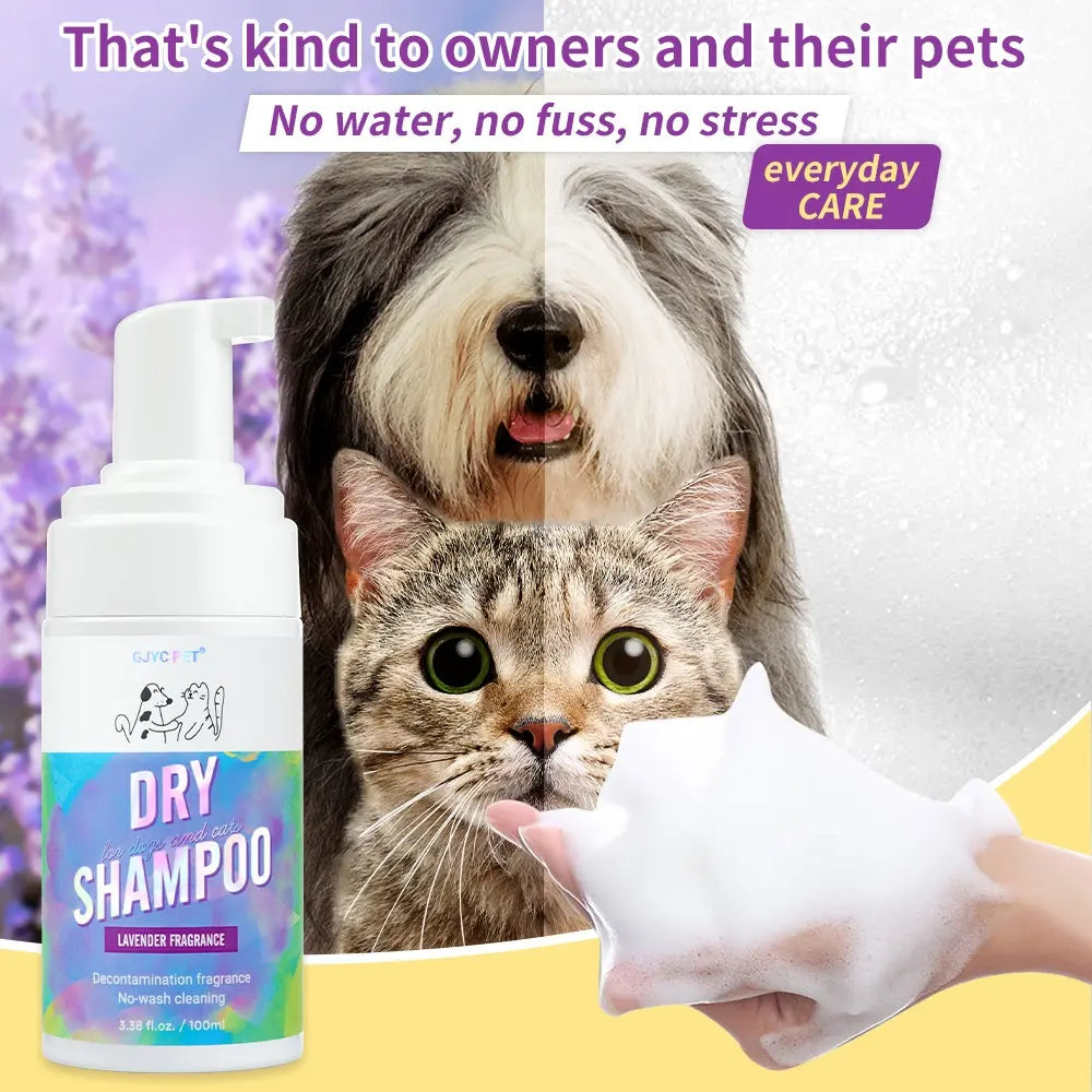 Cat Dry Shampoo Bubbles Pet No-Rinse Deodorizing and Fragrant Teddy No-Wash eprolo